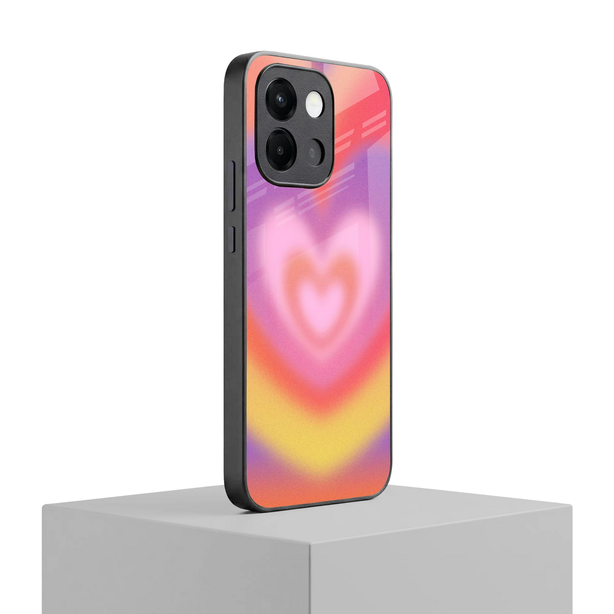 Y2K Rainbow Hearts oneplus 13s mobile cover | shockproof glass phone case
