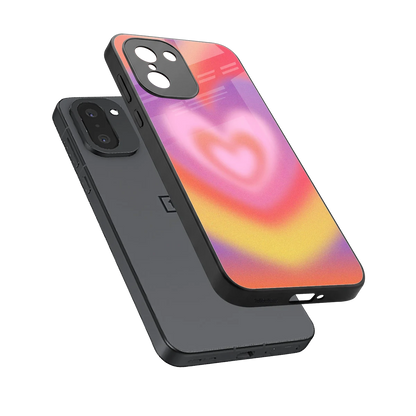 Y2K Rainbow Hearts sleek oneplus 15r cover with tempered glass back and TPU edges