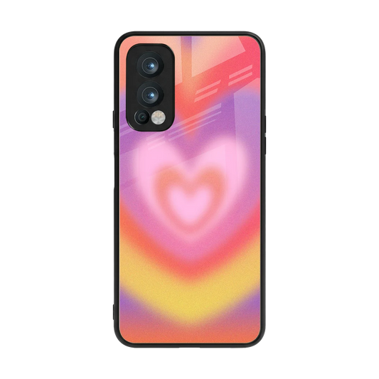 Y2K Rainbow Hearts back phone cover | glass case for oneplus nord 2