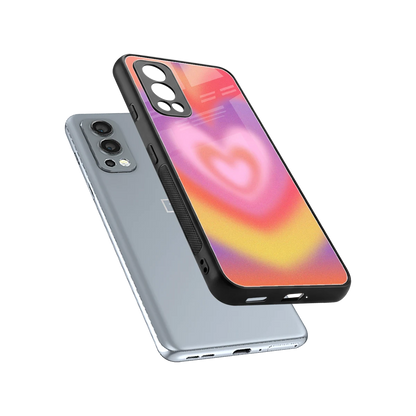 Y2K Rainbow Hearts sleek oneplus nord 2 cover with tempered glass back and TPU edges