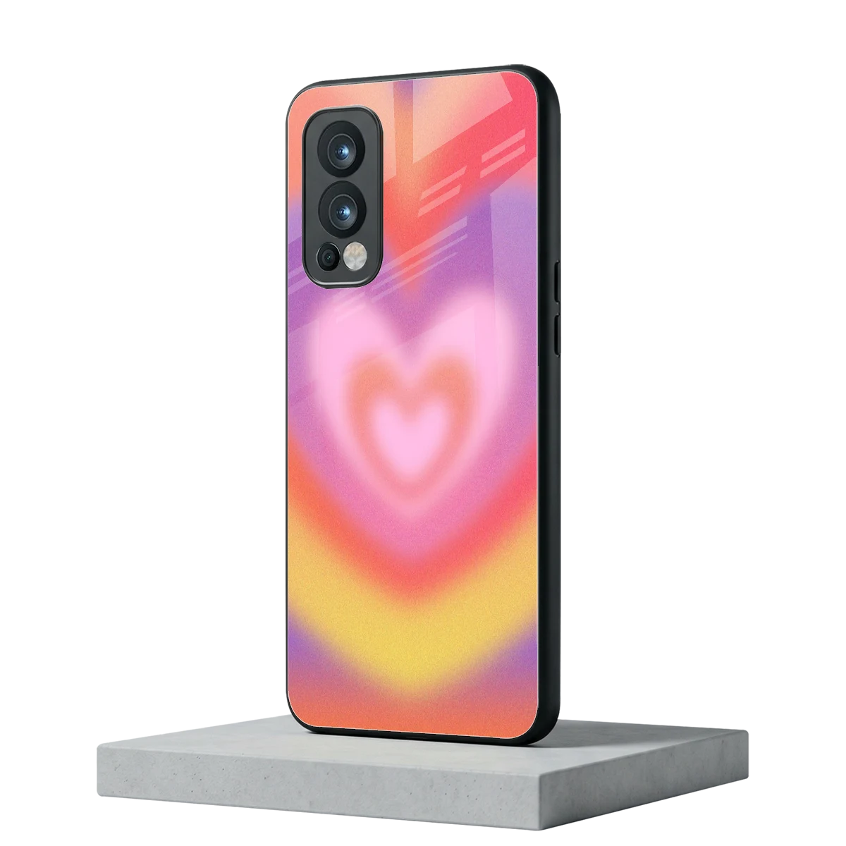 Y2K Rainbow Hearts oneplus nord 2 mobile cover | shockproof glass phone case
