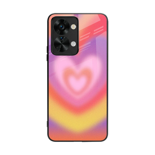 Y2K Rainbow Hearts back phone cover | glass case for oneplus nord 2t