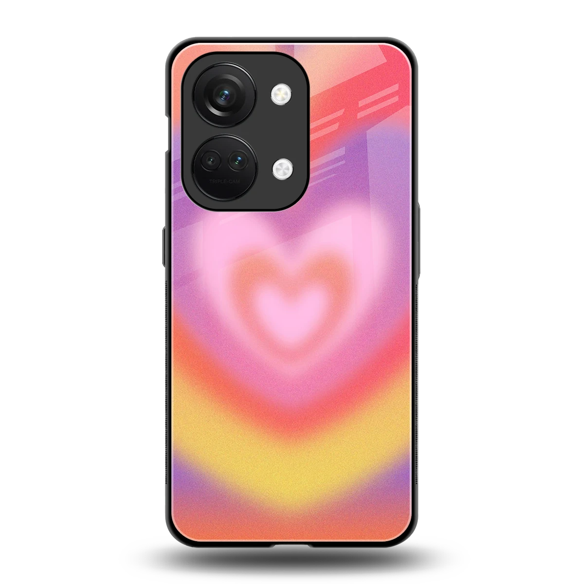 Y2K Rainbow Hearts back phone cover | glass case for oneplus nord 3