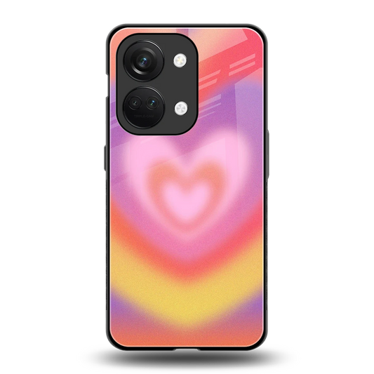 Y2K Rainbow Hearts back phone cover | glass case for oneplus nord 3