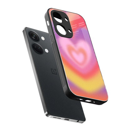 Y2K Rainbow Hearts sleek oneplus nord 3 cover with tempered glass back and TPU edges