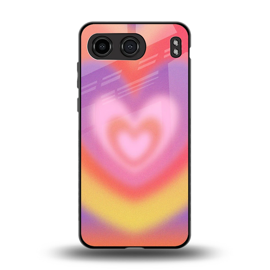Y2K Rainbow Hearts back phone cover | glass case for oneplus nord 4
