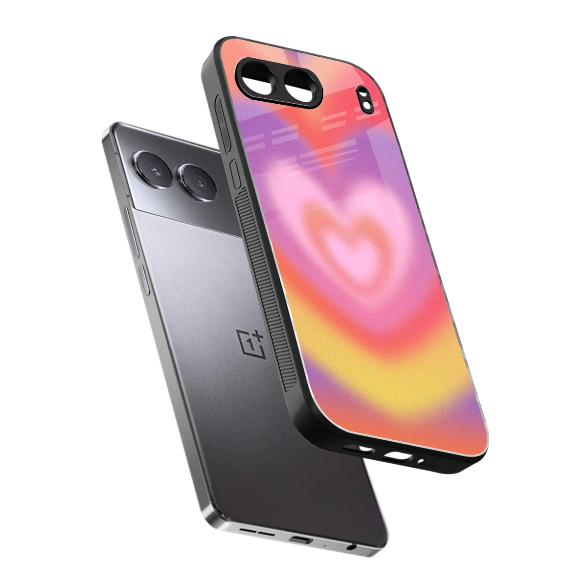 Y2K Rainbow Hearts sleek oneplus nord 4 cover with tempered glass back and TPU edges