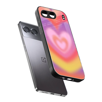 Y2K Rainbow Hearts sleek oneplus nord 4 cover with tempered glass back and TPU edges