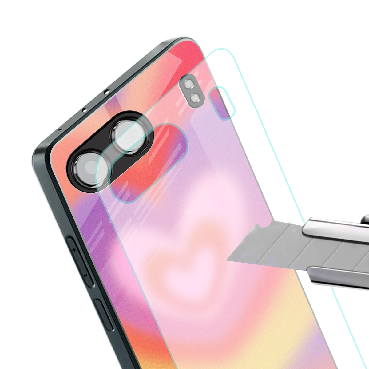 Y2K Rainbow Hearts stylish phone case for oneplus nord 4 | glossy glass and slim fit