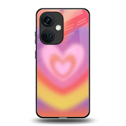 Y2K Rainbow Hearts back phone cover | glass case for oneplus nord ce 3