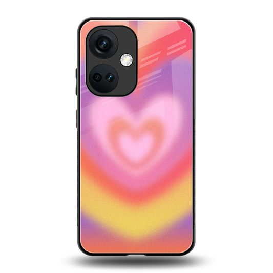 Y2K Rainbow Hearts back phone cover | glass case for oneplus nord ce 3