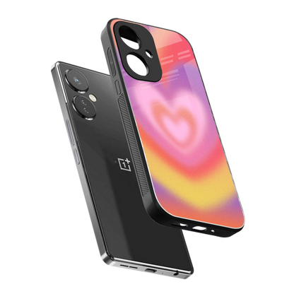 Y2K Rainbow Hearts sleek oneplus nord ce 3 cover with tempered glass back and TPU edges