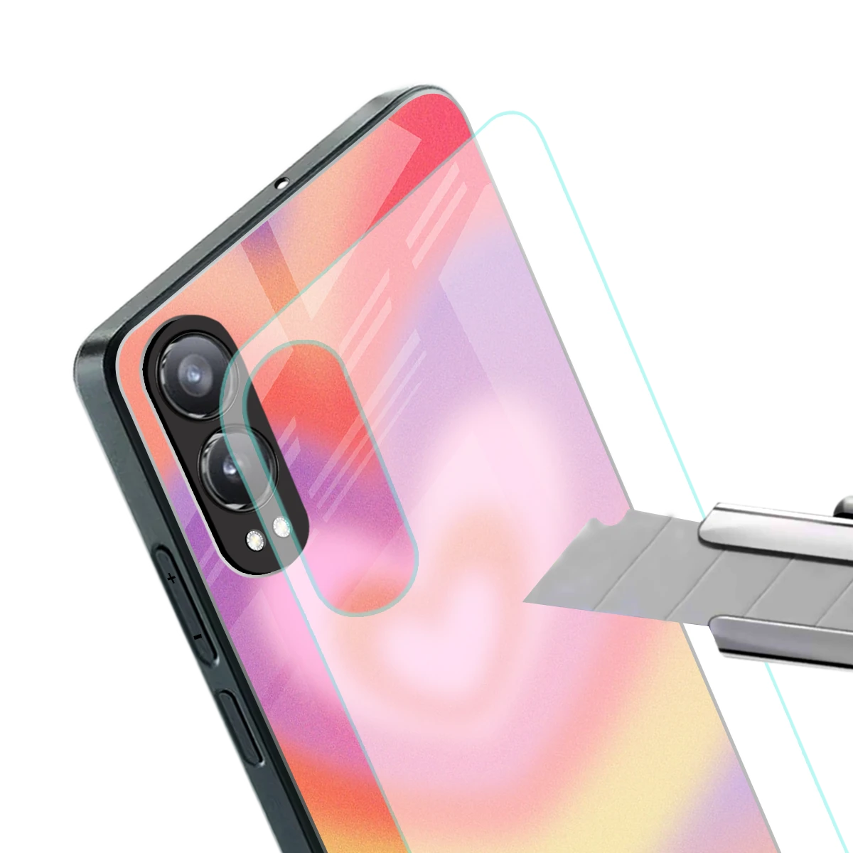 Y2K Rainbow Hearts stylish phone case for oneplus nord ce 4 lite | glossy glass and slim fit