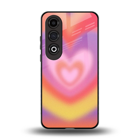 Y2K Rainbow Hearts back phone cover | glass case for oneplus nord ce 4
