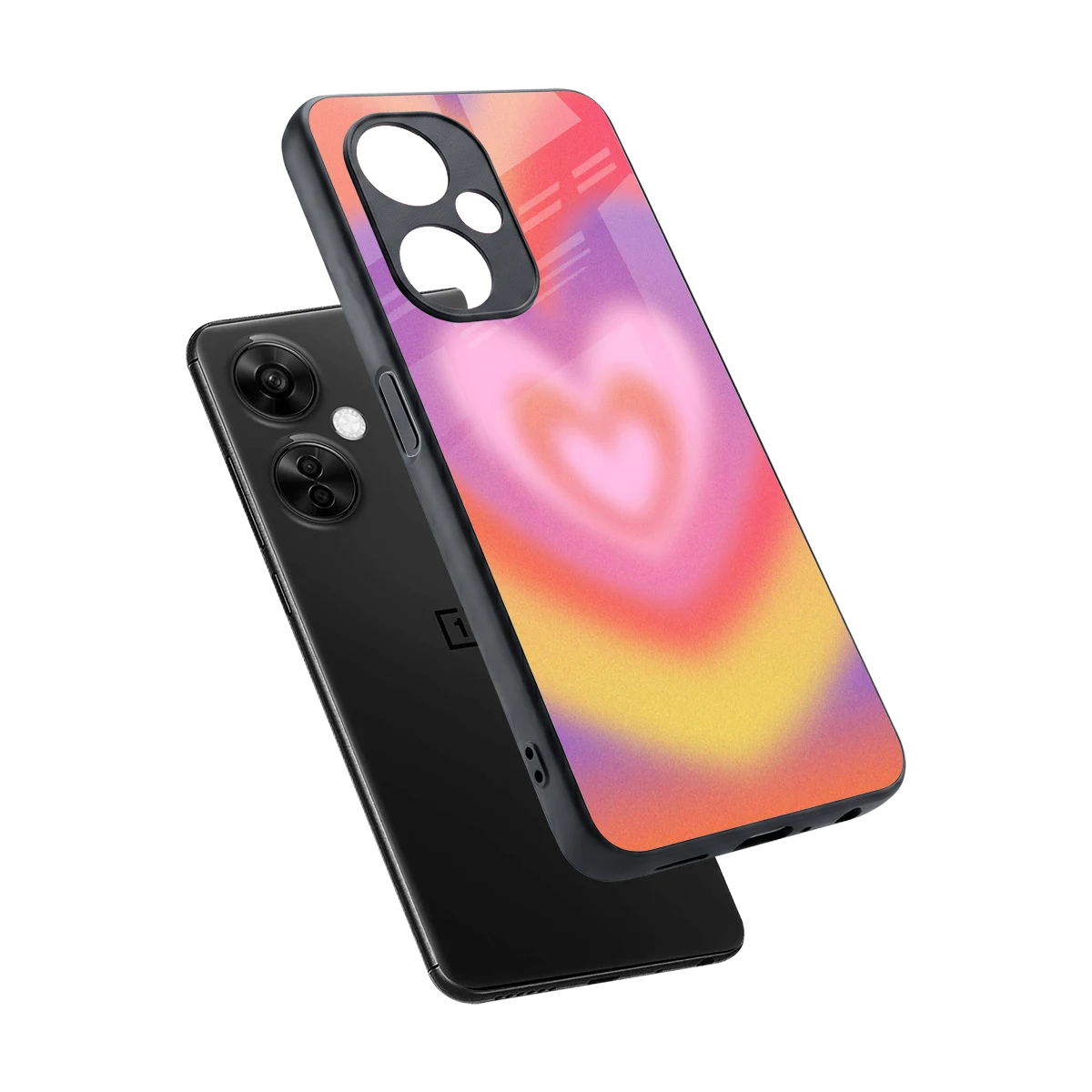 Y2K Rainbow Hearts sleek oneplus nord ce 3 lite cover with tempered glass back and TPU edges