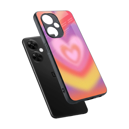Y2K Rainbow Hearts sleek oneplus nord ce 3 lite cover with tempered glass back and TPU edges