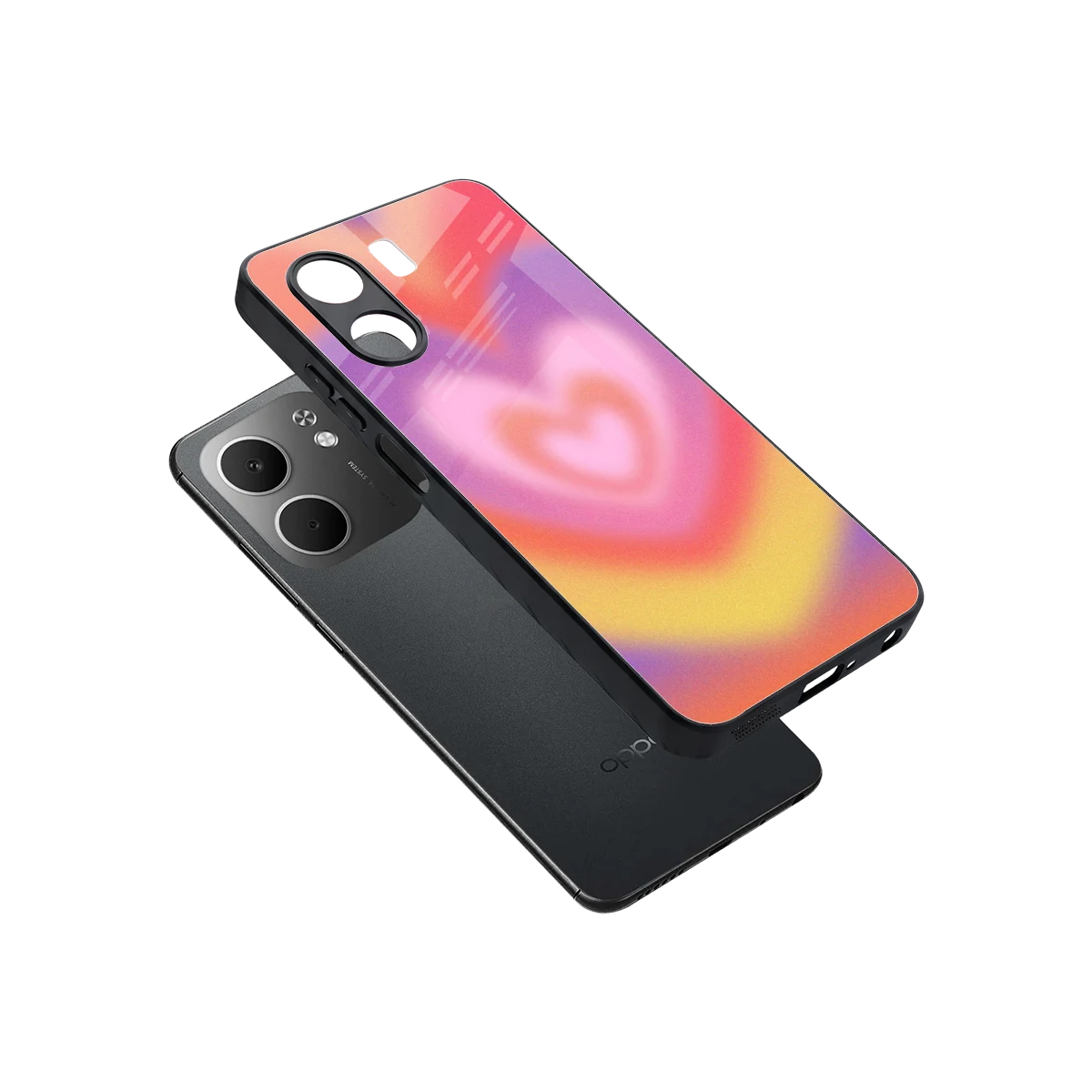 Y2K Rainbow Hearts sleek oppo a5x 5g cover with tempered glass back and TPU edges