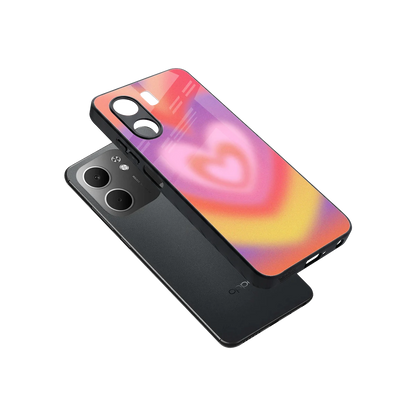 Y2K Rainbow Hearts sleek oppo a5x 5g cover with tempered glass back and TPU edges