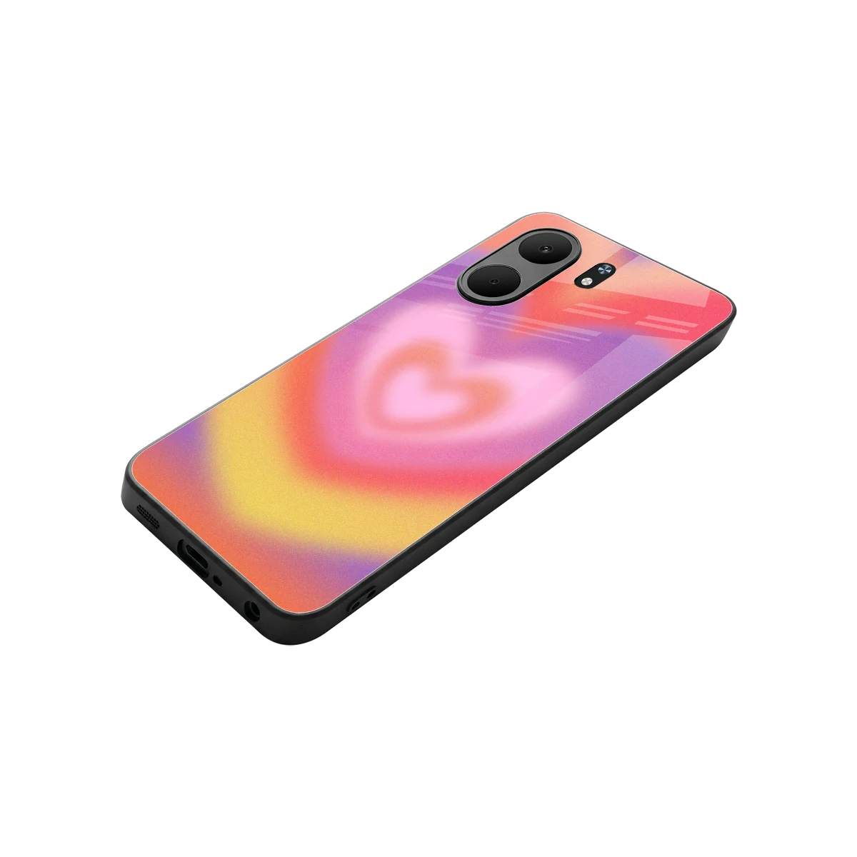 Y2K Rainbow Hearts stylish phone case for oppo a5x 5g | glossy glass and slim fit