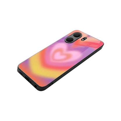 Y2K Rainbow Hearts stylish phone case for oppo a5x 5g | glossy glass and slim fit