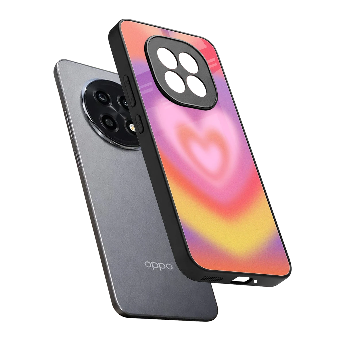 Y2K Rainbow Hearts sleek oppo f29 pro 5g cover with tempered glass back and TPU edges