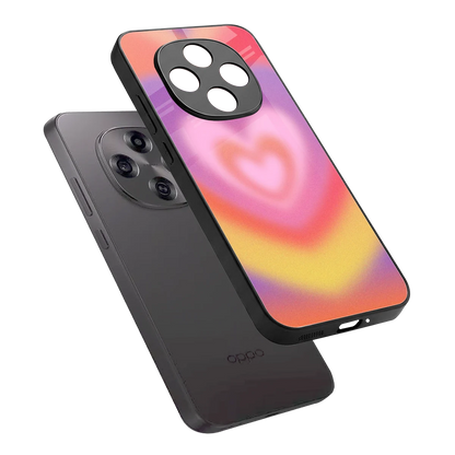 Y2K Rainbow Hearts sleek oppo f31 pro 5g cover with tempered glass back and TPU edges