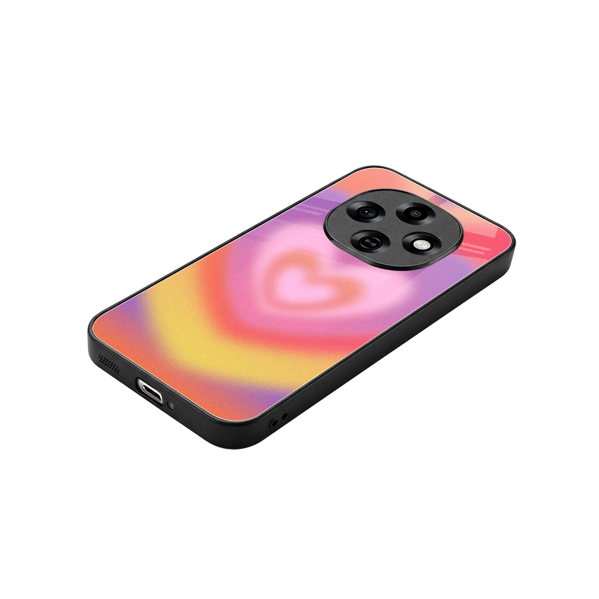 Y2K Rainbow Hearts stylish phone case for oppo f31 pro 5g | glossy glass and slim fit