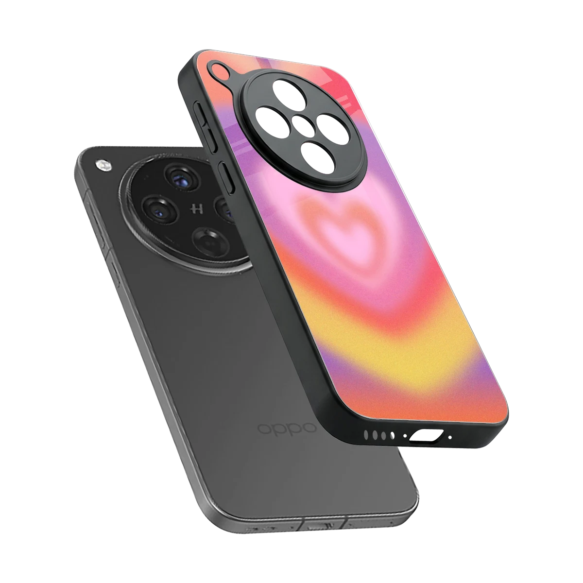 Y2K Rainbow Hearts sleek oppo find x8 cover with tempered glass back and TPU edges