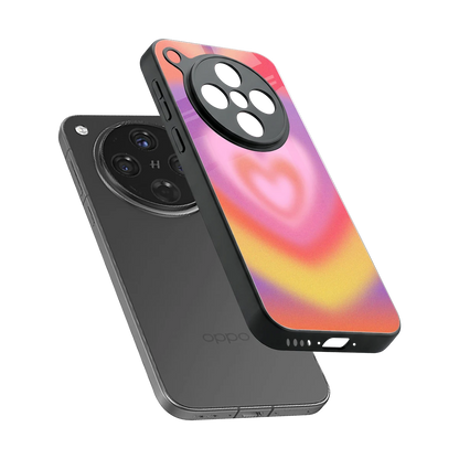 Y2K Rainbow Hearts sleek oppo find x8 cover with tempered glass back and TPU edges