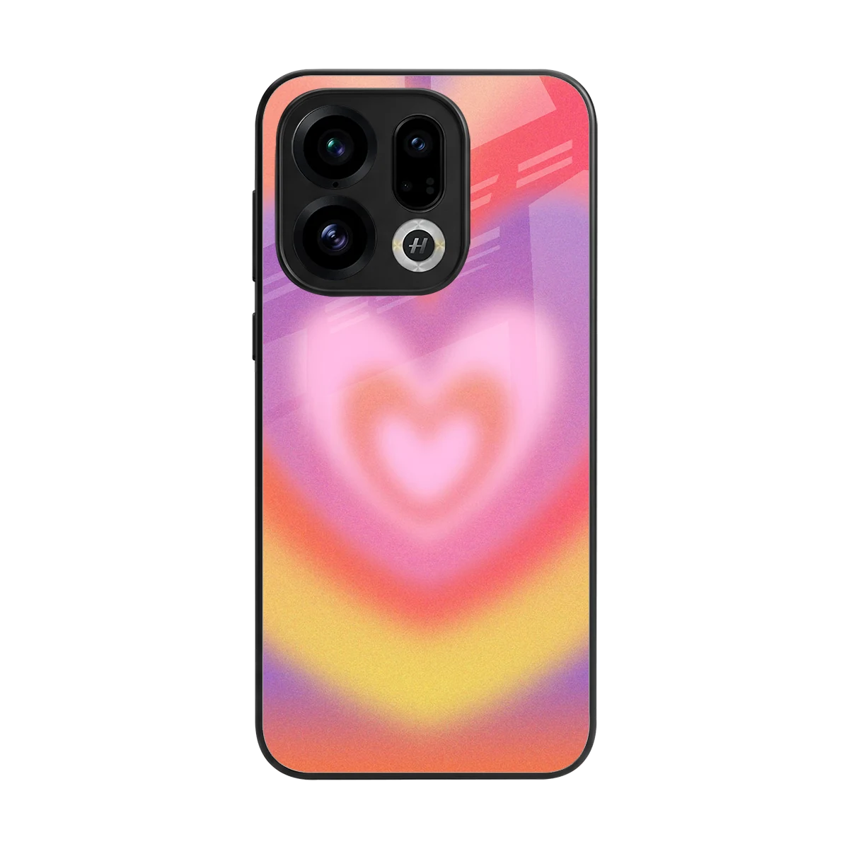Y2K Rainbow Hearts back phone cover | glass case for oppo find x9