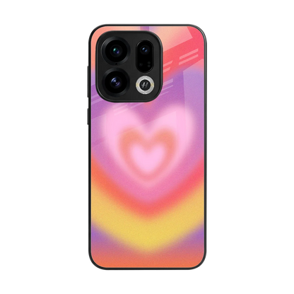 Y2K Rainbow Hearts back phone cover | glass case for oppo find x9