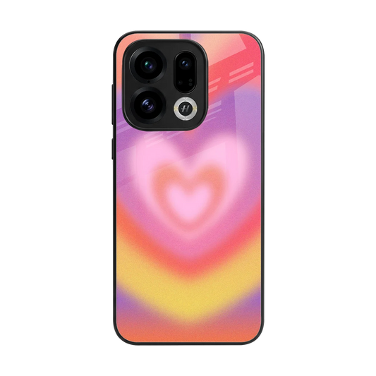 Y2K Rainbow Hearts back phone cover | glass case for oppo find x9