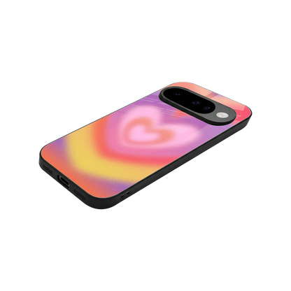 Y2K Rainbow Hearts stylish phone case for google pixel 10 | glossy glass and slim fit