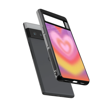 Y2K Rainbow Hearts sleek google pixel 6 pro cover with tempered glass back and TPU edges