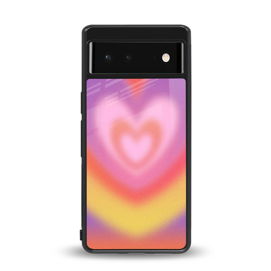 Y2K Rainbow Hearts back phone cover | glass case for google pixel 6a