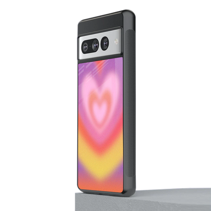 Y2K Rainbow Hearts stylish phone case for google pixel 7 pro | glossy glass and slim fit
