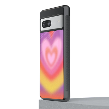 Y2K Rainbow Hearts stylish phone case for google pixel 7 | glossy glass and slim fit