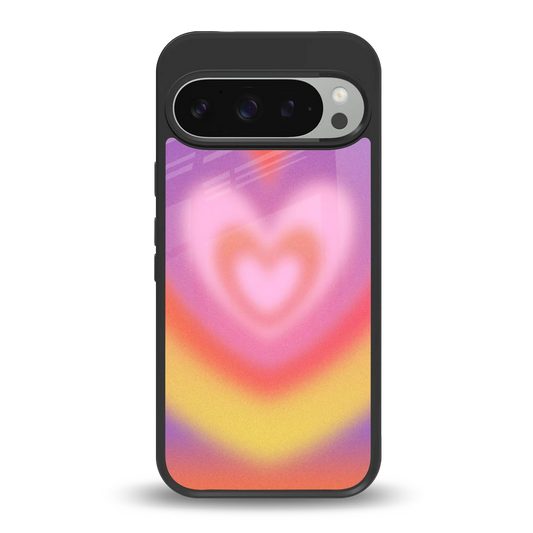 Y2K Rainbow Hearts back phone cover | glass case for google pixel 9 pro xl