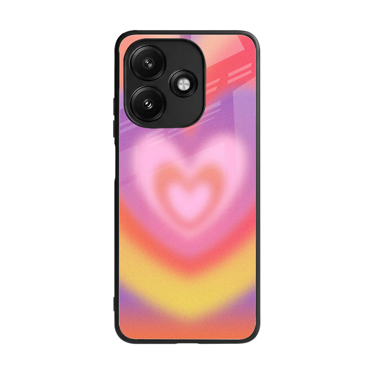 Y2K Rainbow Hearts back phone cover | glass case for redmi 12 5g