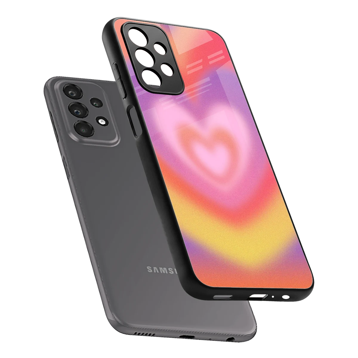Y2K Rainbow Hearts sleek samsung galaxy a23 cover with tempered glass back and TPU edges