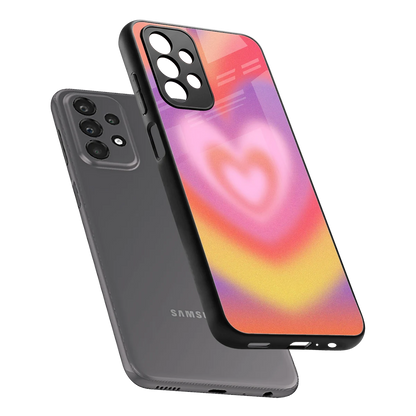 Y2K Rainbow Hearts sleek samsung galaxy a23 cover with tempered glass back and TPU edges