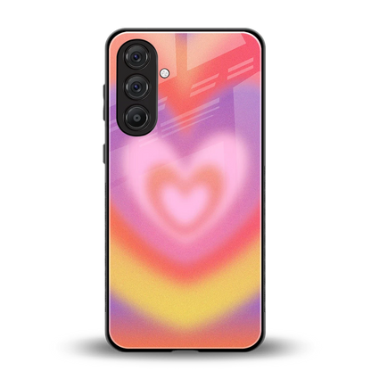 Y2K Rainbow Hearts back phone cover | glass case for samsung galaxy a55 5g