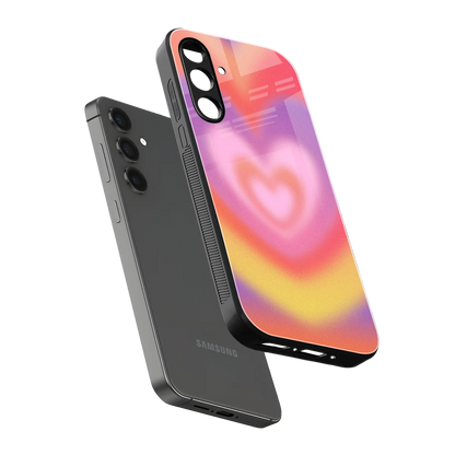 Y2K Rainbow Hearts sleek samsung galaxy a55 5g cover with tempered glass back and TPU edges