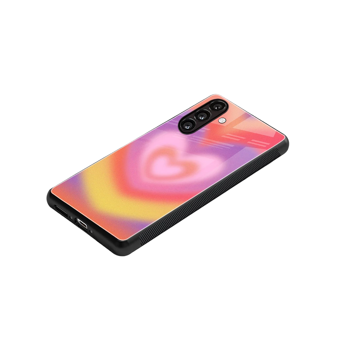 Y2K Rainbow Hearts stylish phone case for samsung galaxy a55 5g | glossy glass and slim fit