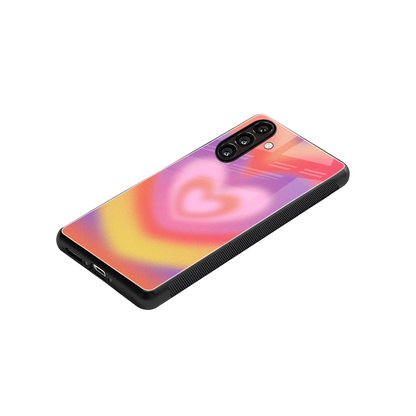 Y2K Rainbow Hearts stylish phone case for samsung galaxy a55 5g | glossy glass and slim fit
