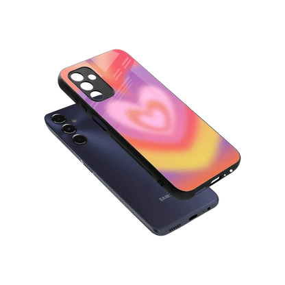 Y2K Rainbow Hearts sleek samsung galaxy m14 5g cover with tempered glass back and TPU edges