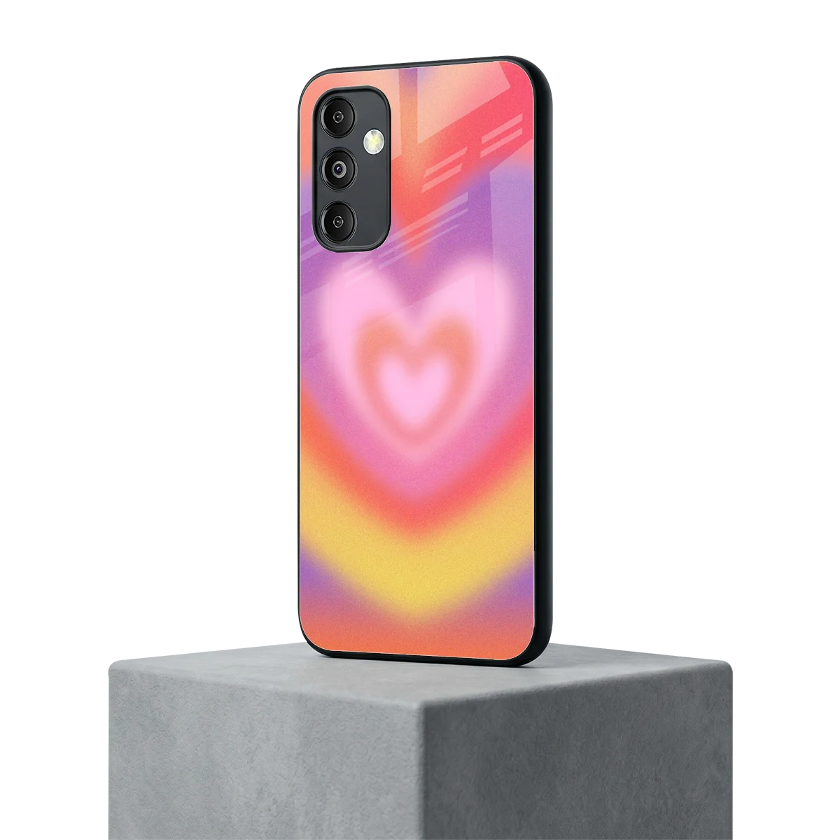 Y2K Rainbow Hearts samsung galaxy m14 5g mobile cover | shockproof glass phone case