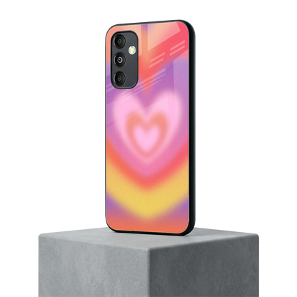 Y2K Rainbow Hearts samsung galaxy m14 5g mobile cover | shockproof glass phone case