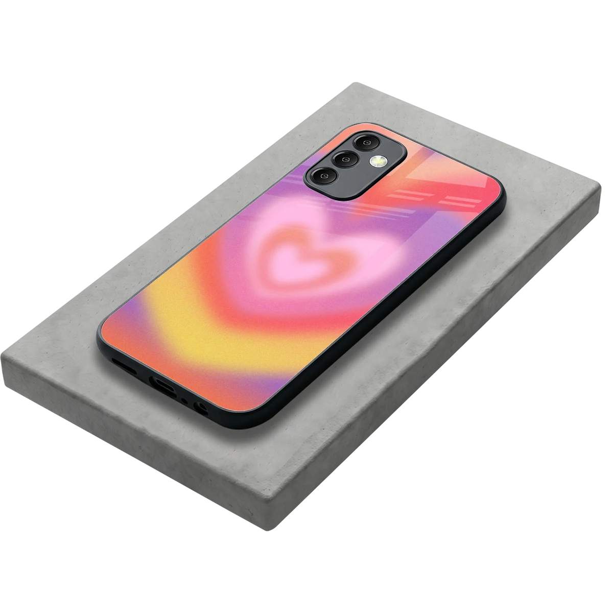 Y2K Rainbow Hearts stylish phone case for samsung galaxy m14 5g | glossy glass and slim fit