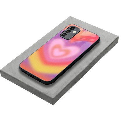 Y2K Rainbow Hearts stylish phone case for samsung galaxy m14 5g | glossy glass and slim fit